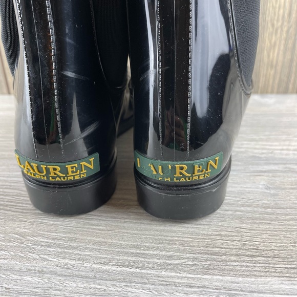 Lauren Ralph Lauren Tally Bo Rai Rubber Chelsea Black Boots Size 10B - Picture 7 of 16